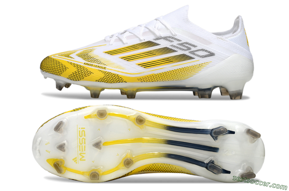 Adidas F50 Elite Kings League FG Low-Tops Soccer Cleats - White/Yellow/Black 1