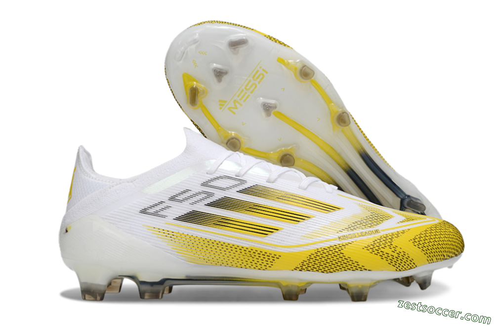 Adidas F50 Elite Kings League FG Low-Tops Soccer Cleats - White/Yellow/Black 0