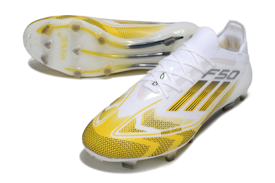 Adidas F50 Elite Kings League FG Low-Tops Soccer Cleats - White/Yellow/Black