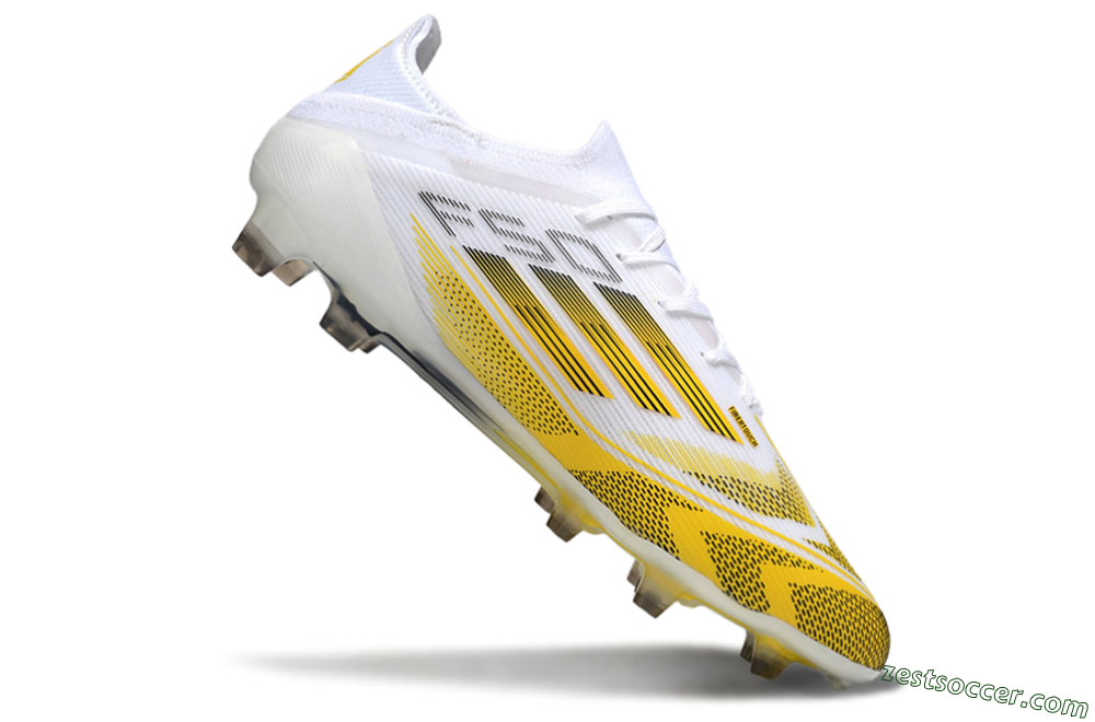 Adidas F50 Elite Kings League FG Low-Tops Soccer Cleats - White/Yellow/Black 4