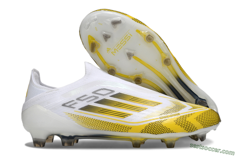 Adidas F50 Elite Kings League Laceless FG Low-Tops Soccer Cleats - White/Yellow/Black 0