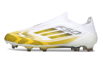 Adidas F50 Elite Kings League Laceless FG Low-Tops Soccer Cleats - White/Yellow/Black