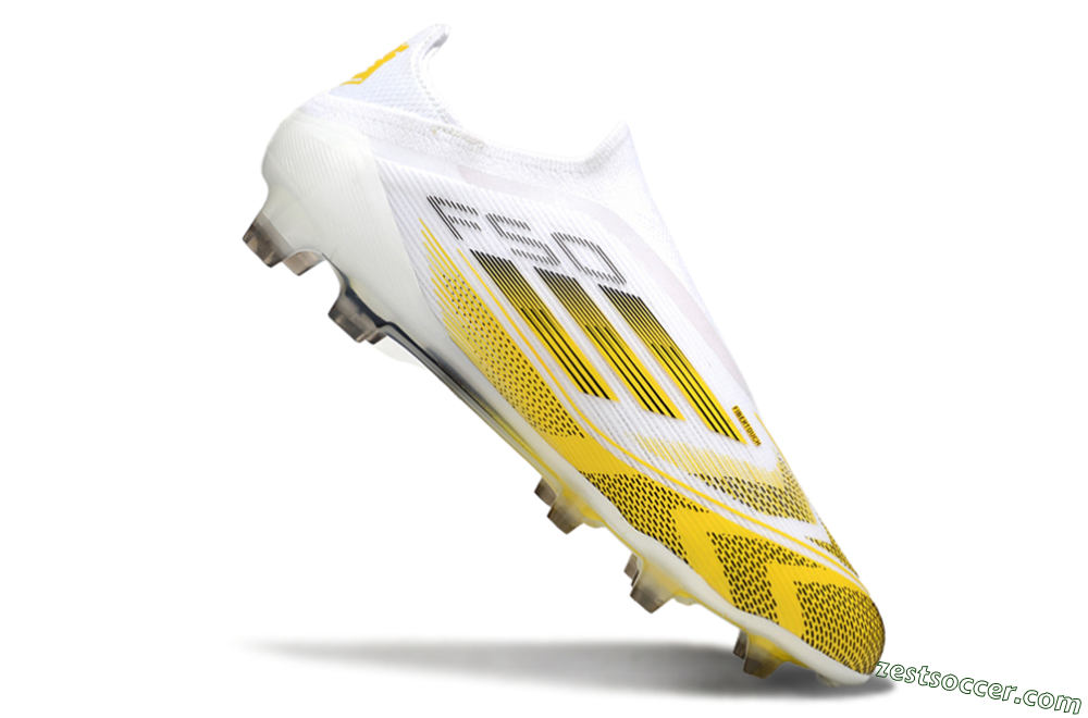 Adidas F50 Elite Kings League Laceless FG Low-Tops Soccer Cleats - White/Yellow/Black 4