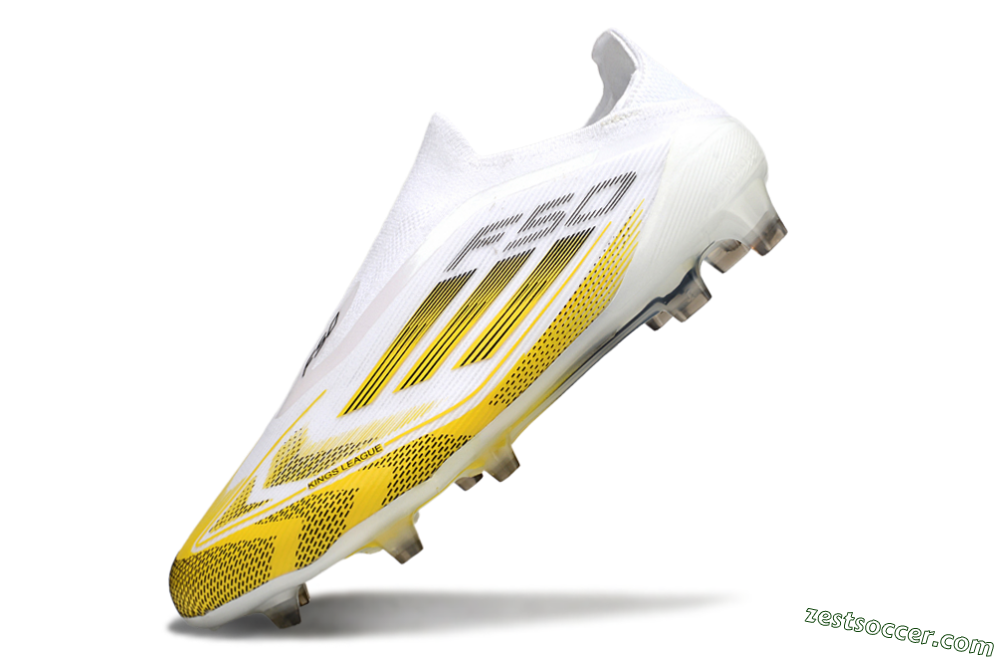 Adidas F50 Elite Kings League Laceless FG Low-Tops Soccer Cleats - White/Yellow/Black 5