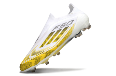 Adidas F50 Elite Kings League Laceless FG Low-Tops Soccer Cleats - White/Yellow/Black