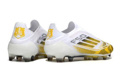 Adidas F50 Elite Kings League Laceless FG Low-Tops Soccer Cleats - White/Yellow/Black
