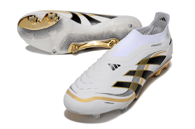 Adidas Predator Laceless Elite 25 FG Low-Tops Soccer Cleats - White/Black/Gold