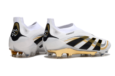 Adidas Predator Laceless Elite 25 FG Low-Tops Soccer Cleats - White/Black/Gold