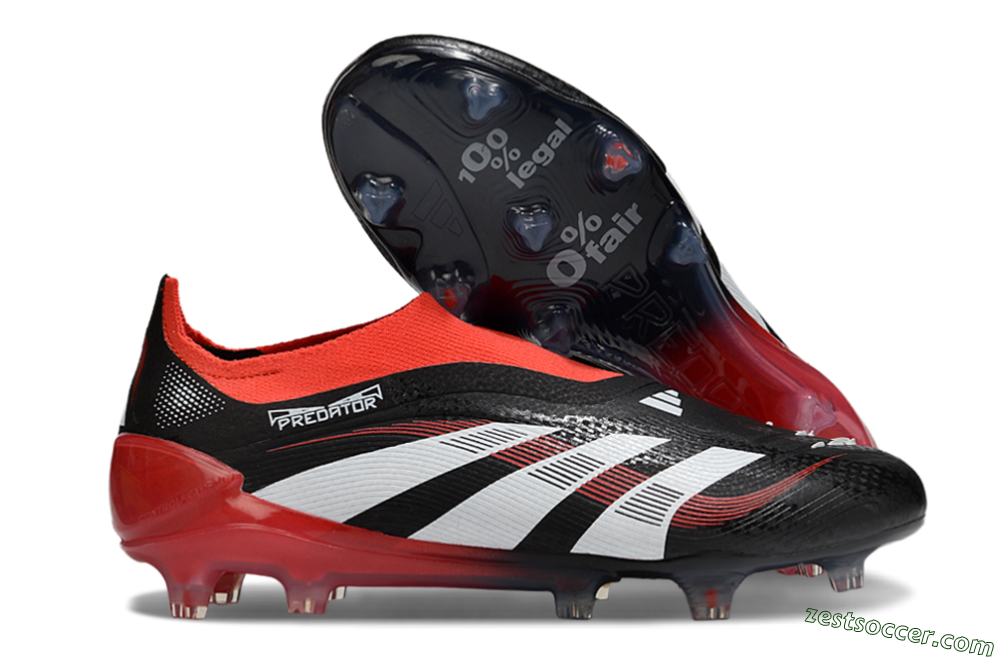 Adidas Predator Laceless Elite 25 FG Low-Tops Soccer Cleats - Black/White/Red 0