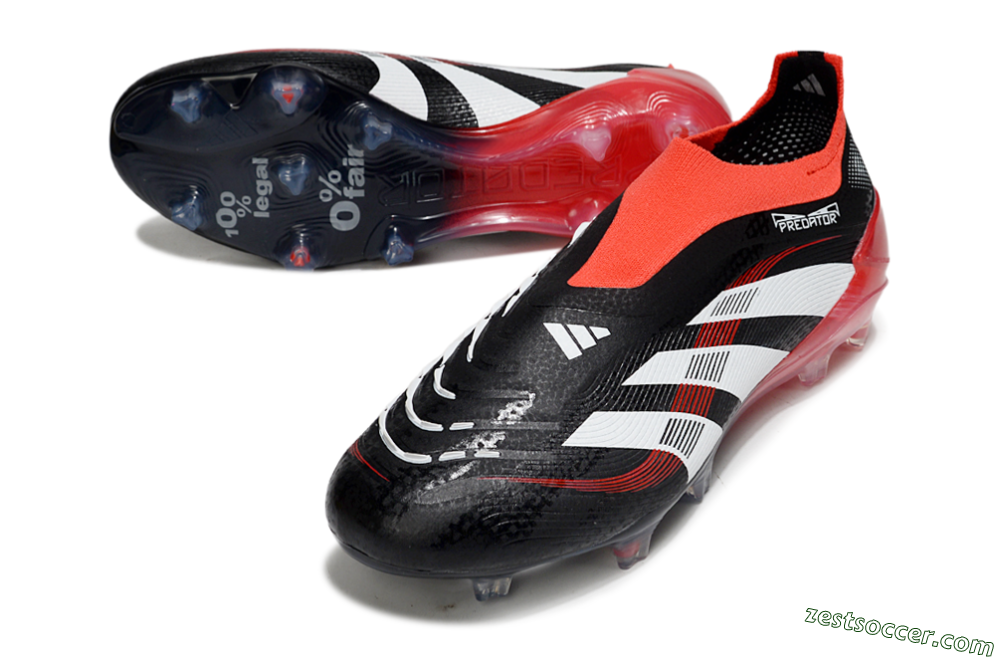 Adidas Predator Laceless Elite 25 FG Low-Tops Soccer Cleats - Black/White/Red 3