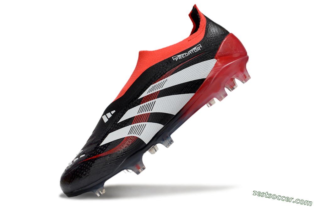 Adidas Predator Laceless Elite 25 FG Low-Tops Soccer Cleats - Black/White/Red 5