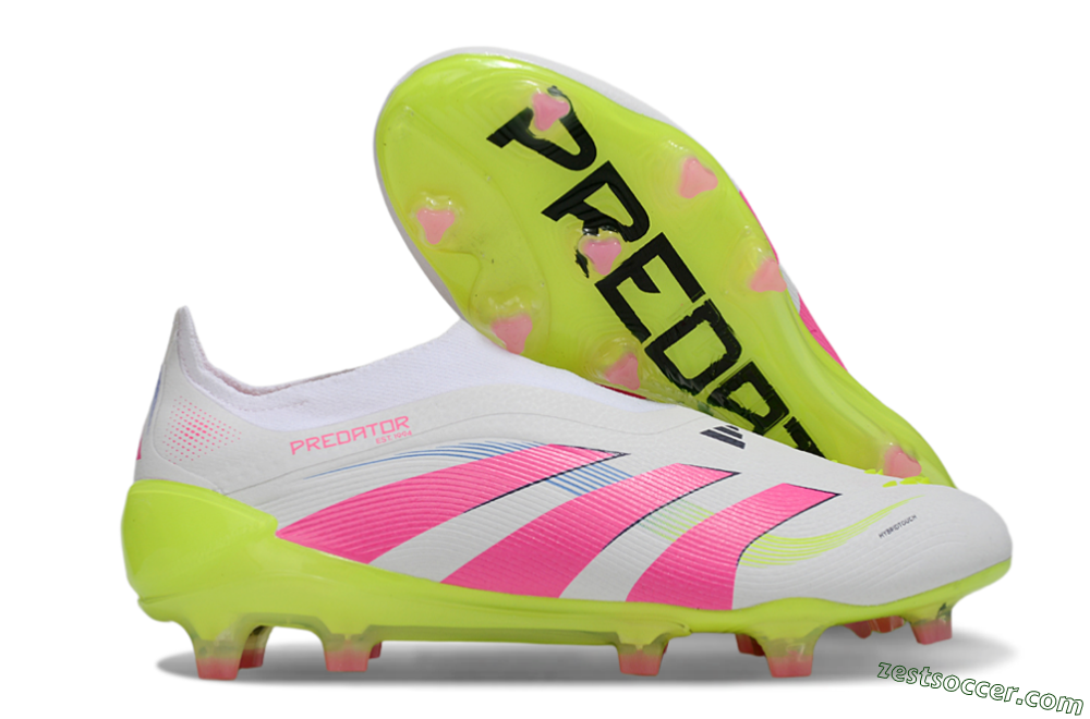 Adidas Predator Laceless Elite 25 FG Low-Tops Soccer Cleats - White/Pink/Yellow 0
