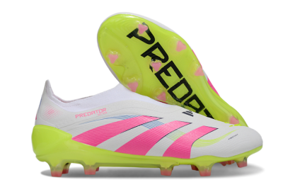 Adidas Predator Laceless Elite 25 FG Low-Tops Soccer Cleats - White/Pink/Yellow