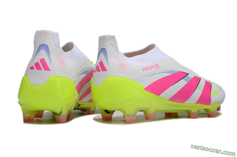 Adidas Predator Laceless Elite 25 FG Low-Tops Soccer Cleats - White/Pink/Yellow 6
