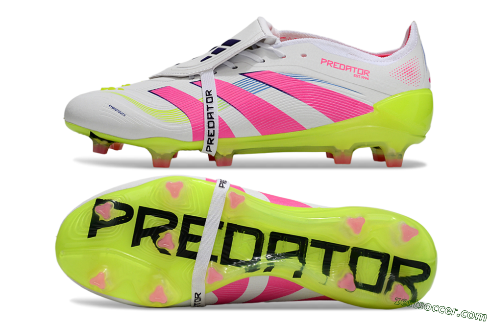 Adidas Predator Elite Foldover Tongue FG Low-Tops Soccer Cleats - White/Pink/Yellow 1