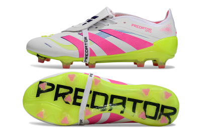 Adidas Predator Elite Foldover Tongue FG Low-Tops Soccer Cleats - White/Pink/Yellow
