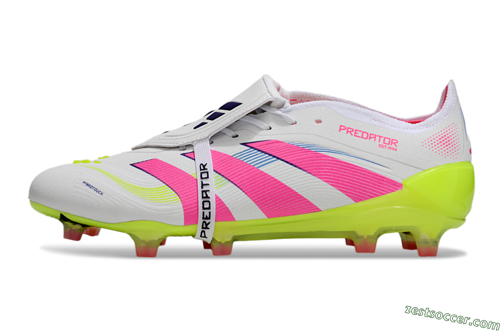 Adidas Predator Elite Foldover Tongue FG Low-Tops Soccer Cleats - White/Pink/Yellow 2