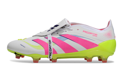Adidas Predator Elite Foldover Tongue FG Low-Tops Soccer Cleats - White/Pink/Yellow