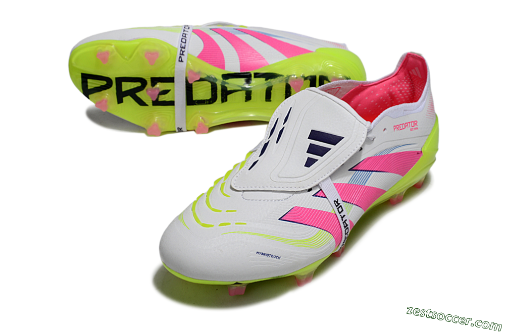 Adidas Predator Elite Foldover Tongue FG Low-Tops Soccer Cleats - White/Pink/Yellow 3