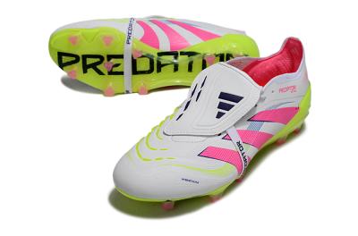 Adidas Predator Elite Foldover Tongue FG Low-Tops Soccer Cleats - White/Pink/Yellow