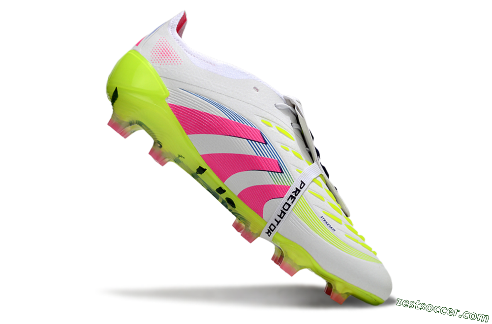 Adidas Predator Elite Foldover Tongue FG Low-Tops Soccer Cleats - White/Pink/Yellow 4
