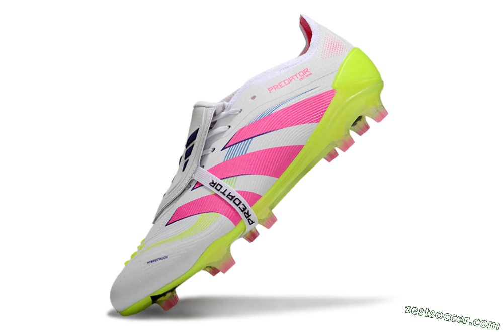Adidas Predator Elite Foldover Tongue FG Low-Tops Soccer Cleats - White/Pink/Yellow 5