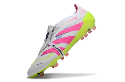 Adidas Predator Elite Foldover Tongue FG Low-Tops Soccer Cleats - White/Pink/Yellow