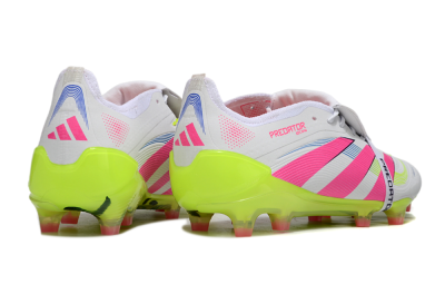 Adidas Predator Elite Foldover Tongue FG Low-Tops Soccer Cleats - White/Pink/Yellow