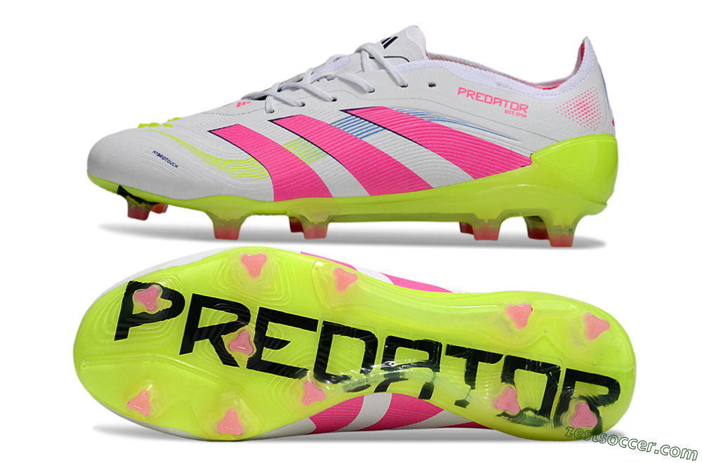 Adidas Predator Elite 25 FG Low-Tops Soccer Cleats - White/Pink/Yellow 1