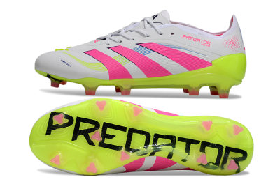 Adidas Predator Elite 25 FG Low-Tops Soccer Cleats - White/Pink/Yellow