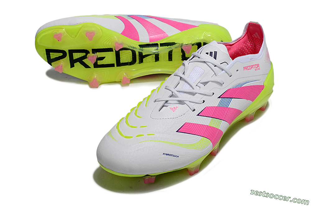 Adidas Predator Elite 25 FG Low-Tops Soccer Cleats - White/Pink/Yellow 2