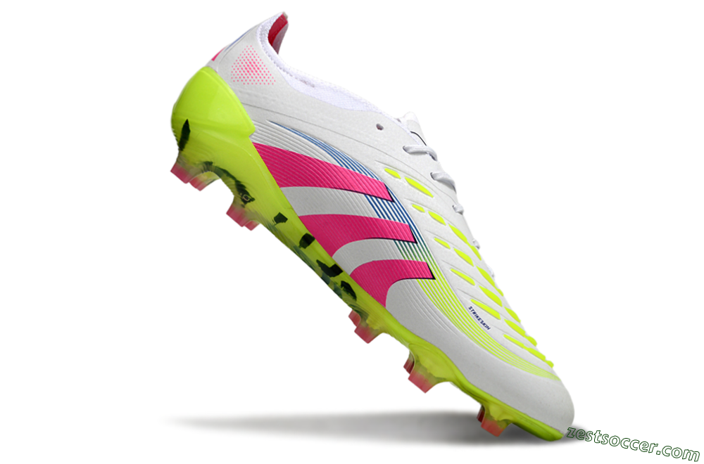 Adidas Predator Elite 25 FG Low-Tops Soccer Cleats - White/Pink/Yellow 3