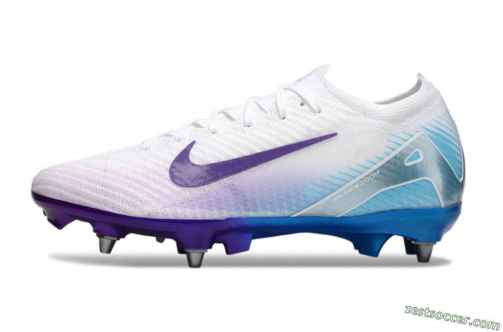 Nike Air Zoom Mercurial Vapor 16 Elite SG Low-Tops Soccer Cleats - White/Purple/Jade 2