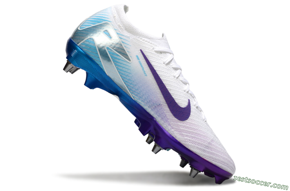 Nike Air Zoom Mercurial Vapor 16 Elite SG Low-Tops Soccer Cleats - White/Purple/Jade 4