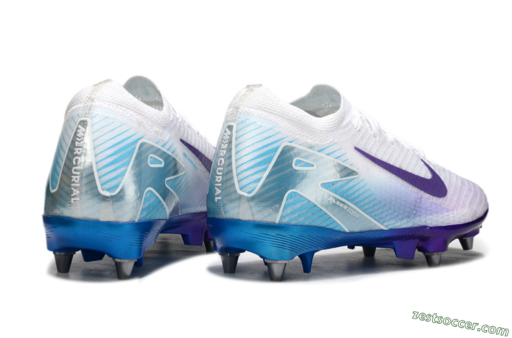 Nike Air Zoom Mercurial Vapor 16 Elite SG Low-Tops Soccer Cleats - White/Purple/Jade 6