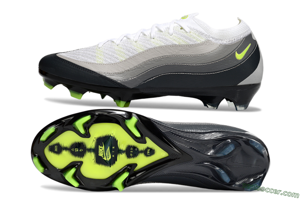 Nike Air Zoom Mercurial Vapor 16 Elite FG Low-Tops Soccer Cleats - White/Grey/Yellow 1