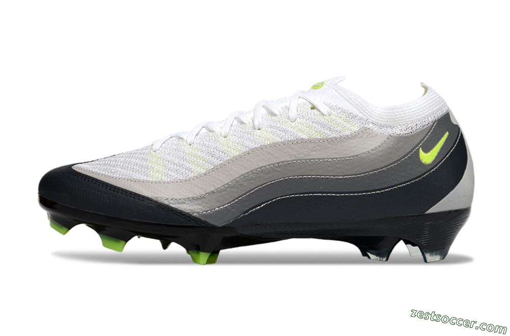 Nike Air Zoom Mercurial Vapor 16 Elite FG Low-Tops Soccer Cleats - White/Grey/Yellow 2