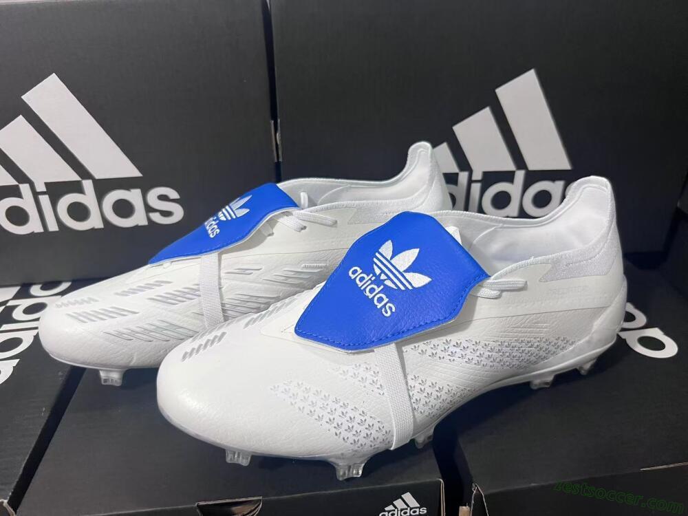 Adidas Predator Elite Foldover Tongue FG Low-Tops Soccer Cleats - Beige/White/Blue