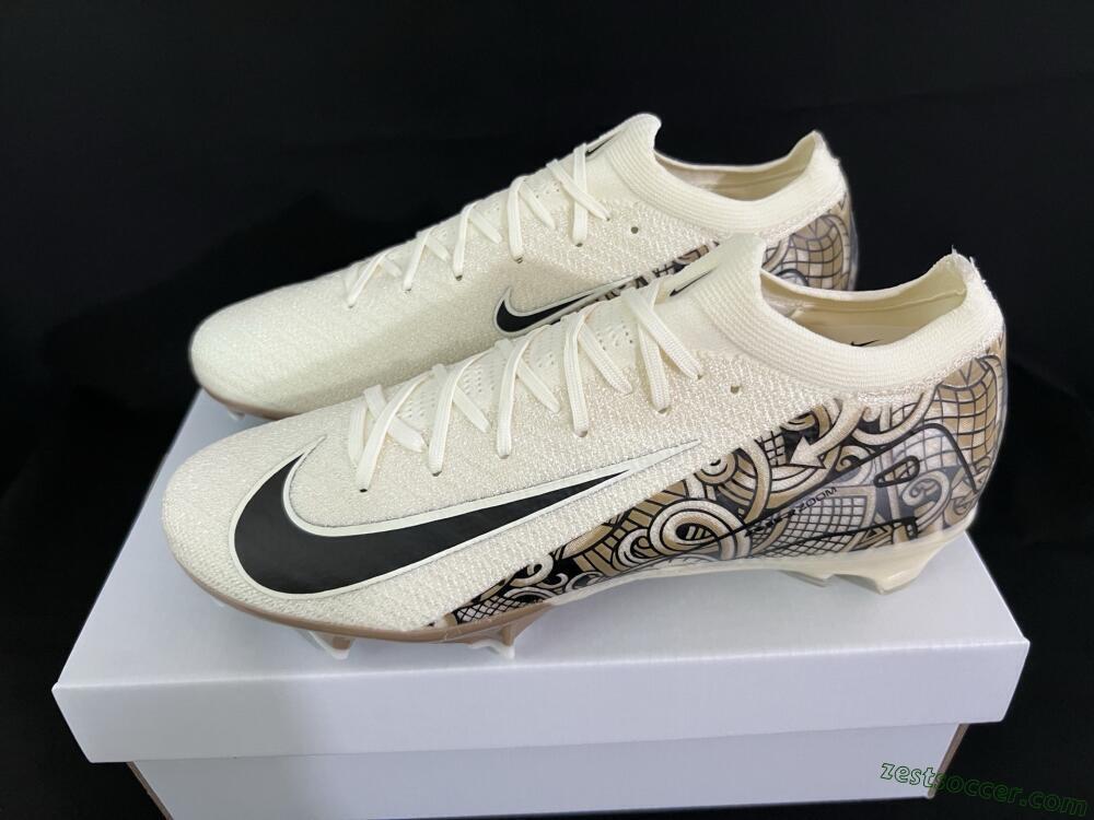 Nike Air Zoom Mercurial Vapor 16 Elite FG Low-Tops Soccer Cleats - Beige/Black/White