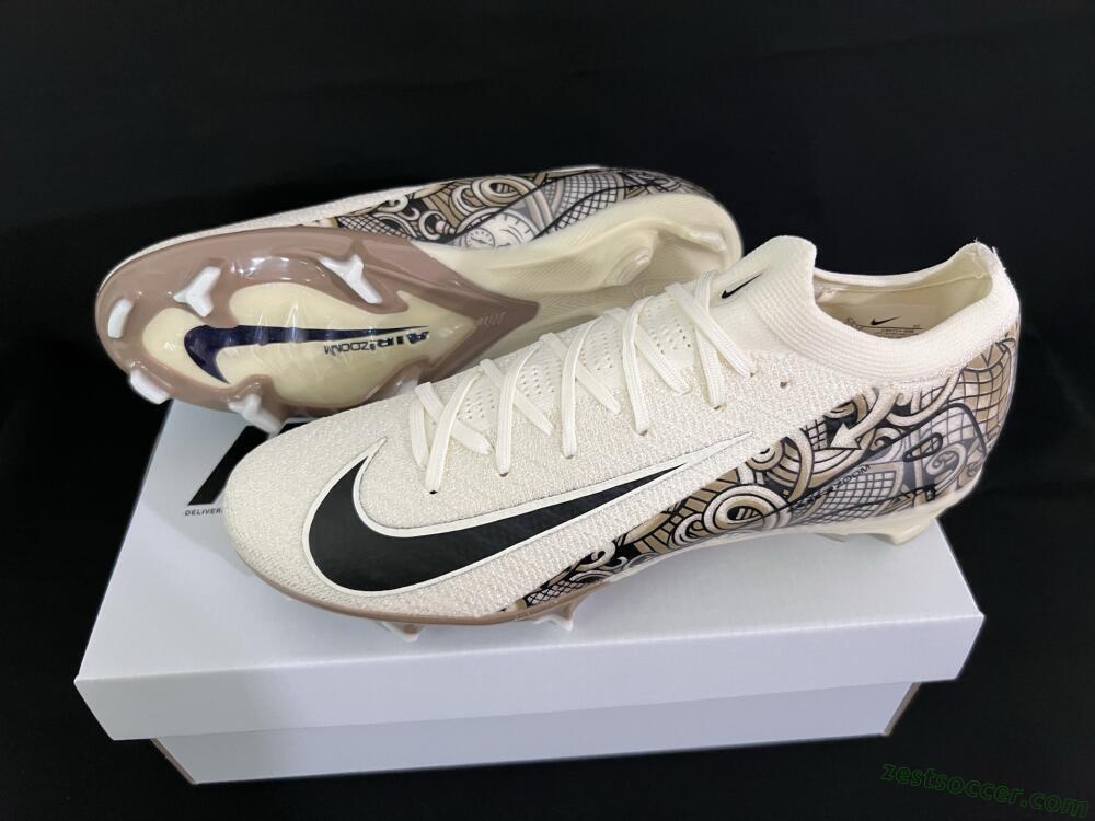 Nike Air Zoom Mercurial Vapor 16 Elite FG Low-Tops Soccer Cleats - Beige/Black/White