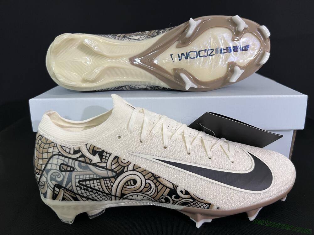 Nike Air Zoom Mercurial Vapor 16 Elite FG Low-Tops Soccer Cleats - Beige/Black/White