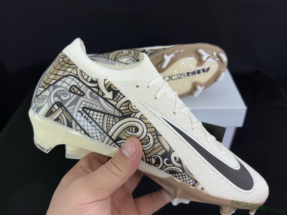 Nike Air Zoom Mercurial Vapor 16 Elite FG Low-Tops Soccer Cleats - Beige/Black/White