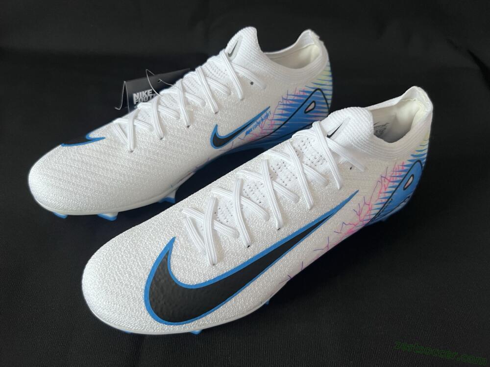 Nike Air Zoom Mercurial Vapor 16 Elite FG Low-Tops Soccer Cleats - White/Black/Blue/Pink/Yellow