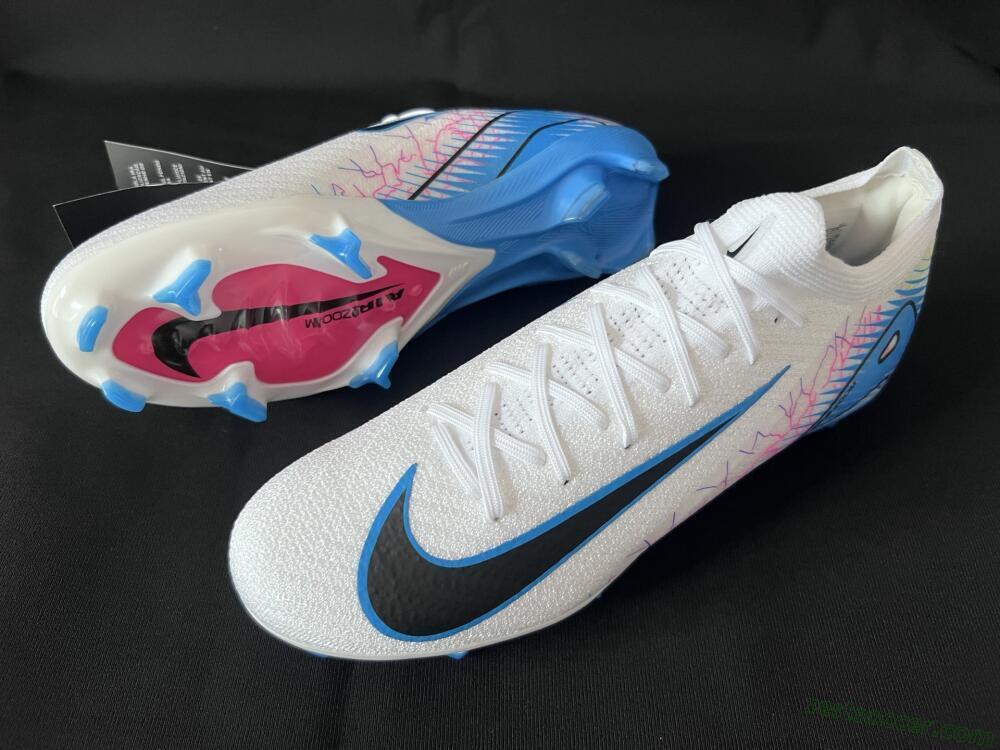 Nike Air Zoom Mercurial Vapor 16 Elite FG Low-Tops Soccer Cleats - White/Black/Blue/Pink/Yellow