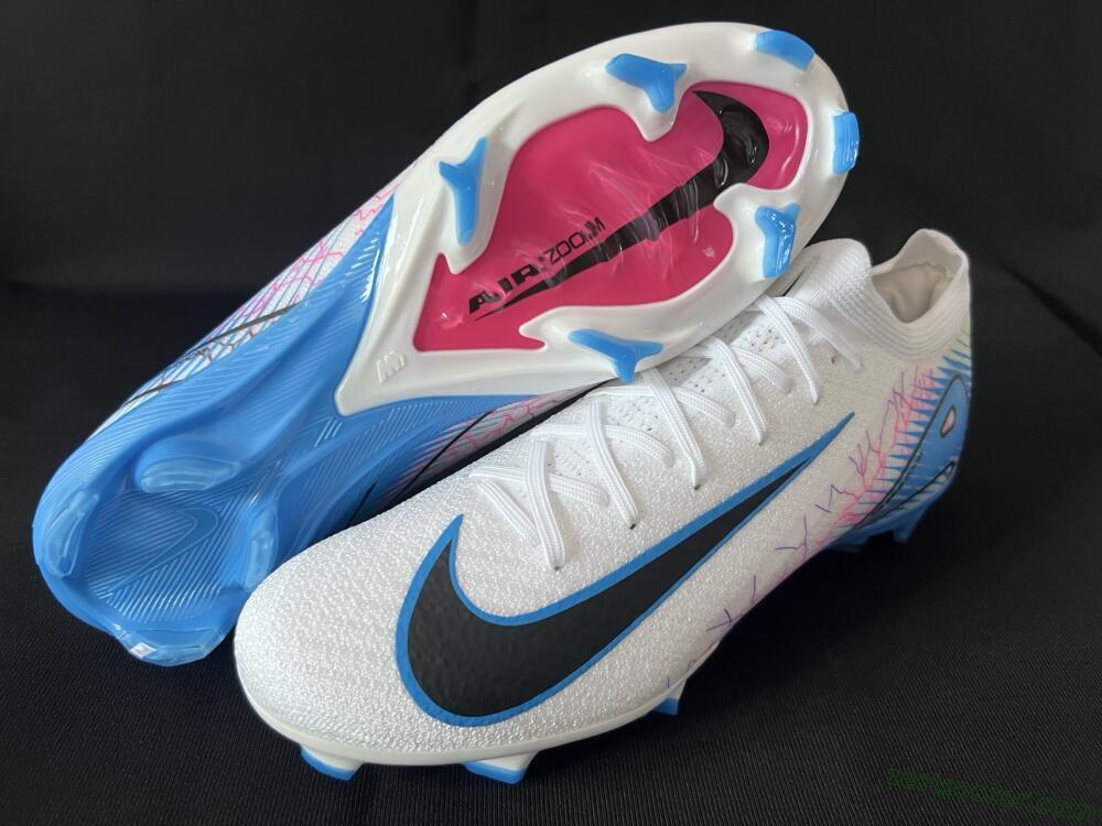 Nike Air Zoom Mercurial Vapor 16 Elite FG Low-Tops Soccer Cleats - White/Black/Blue/Pink/Yellow