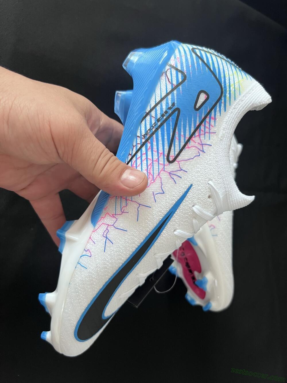 Nike Air Zoom Mercurial Vapor 16 Elite FG Low-Tops Soccer Cleats - White/Black/Blue/Pink/Yellow