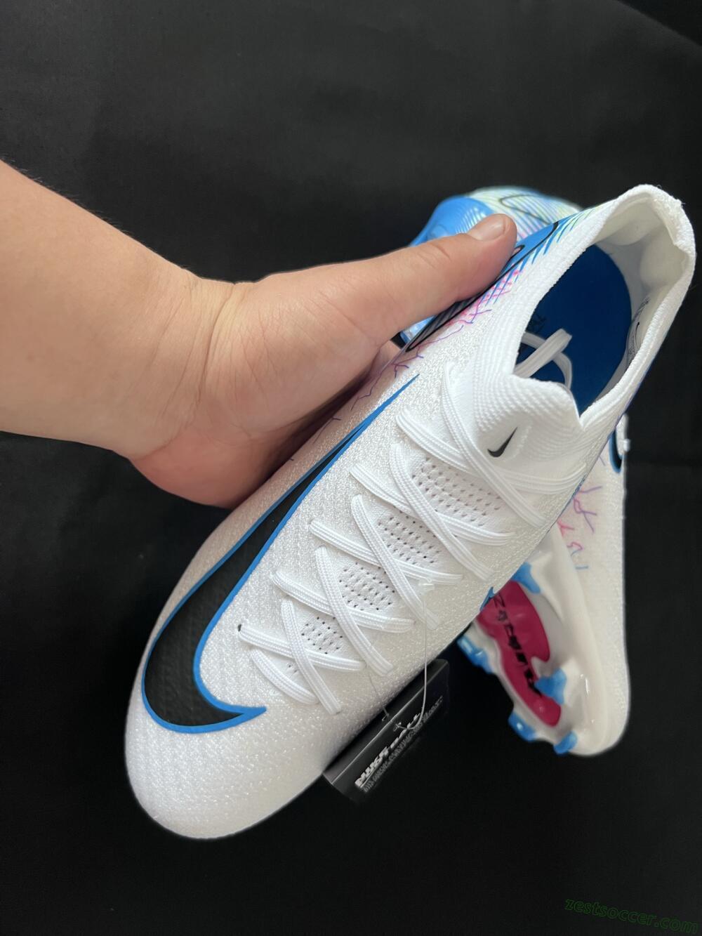 Nike Air Zoom Mercurial Vapor 16 Elite FG Low-Tops Soccer Cleats - White/Black/Blue/Pink/Yellow