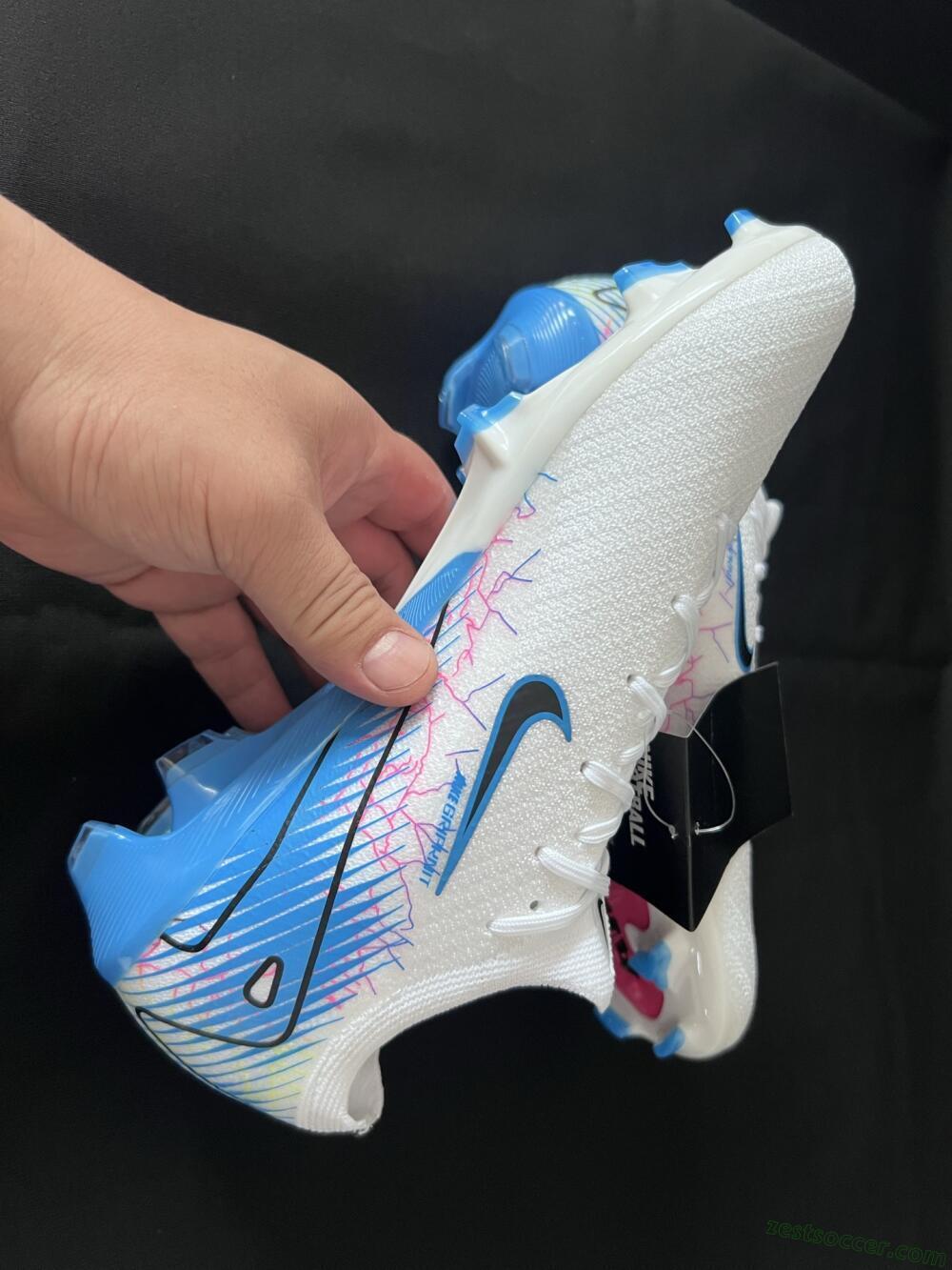 Nike Air Zoom Mercurial Vapor 16 Elite FG Low-Tops Soccer Cleats - White/Black/Blue/Pink/Yellow