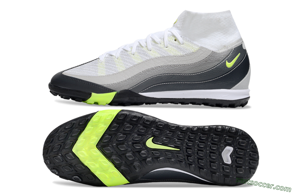 Nike Air Zoom Mercurial Superfly 10 Elite TF High-Tops Soccer Shoes - White/Grey/Yellow 1