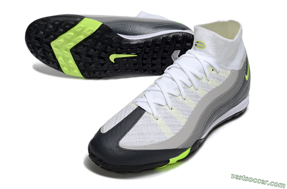 Nike Air Zoom Mercurial Superfly 10 Elite TF High-Tops Soccer Shoes - White/Grey/Yellow 3